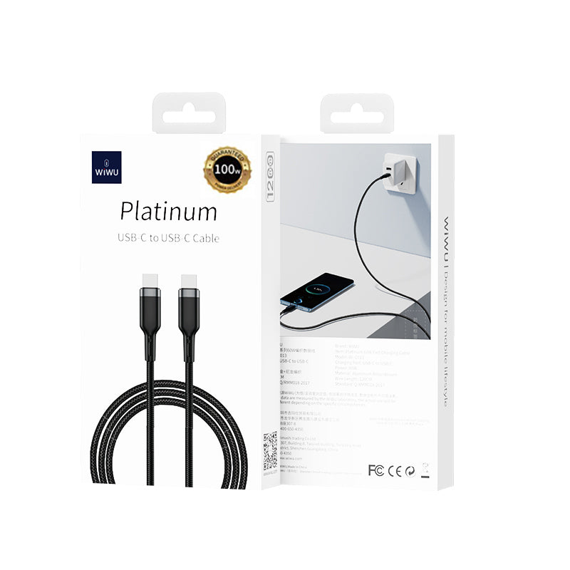 Wiwu Wi-C013 Platinum Serisi Type-C to Type-C Hızlı Şarj Özellikli Data ve Şarj Kablosu 60W 2M Wiwu Wi-C013 Platinum Serisi Type-C to Type-C Hızlı Şarj Özellikli Data ve Şarj Kablosu 60W 2M
